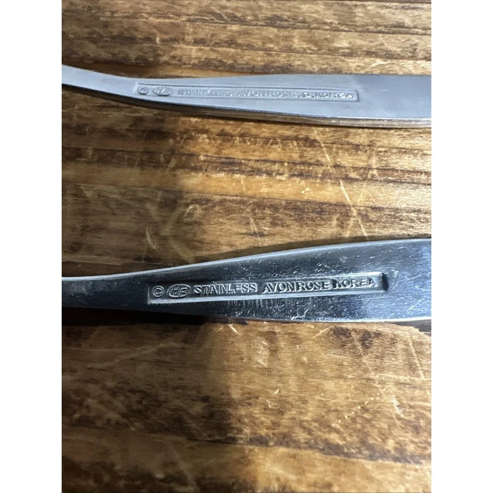 Hanford Forge Stainless AVON ROSE‎ Flatware BUTTER KNIFE & SUGAR SPOON Korea MCM